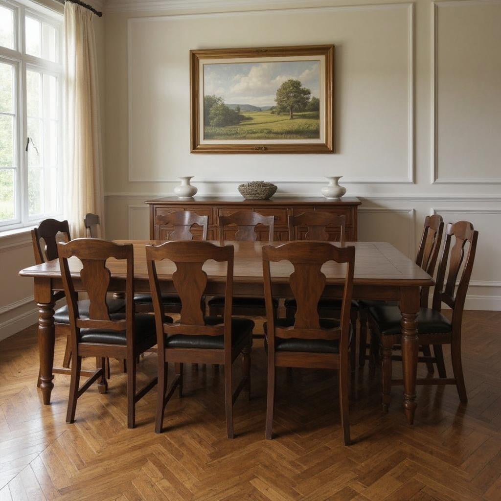 15 Piece Brown Solid Wood Dining Set with 14