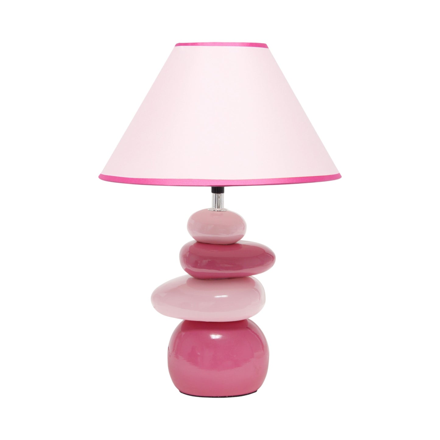 18" Dark Pink And Light Pink Ceramic Novelty Table Lamp LED With Dark Pink And Light Pink Empire Shade