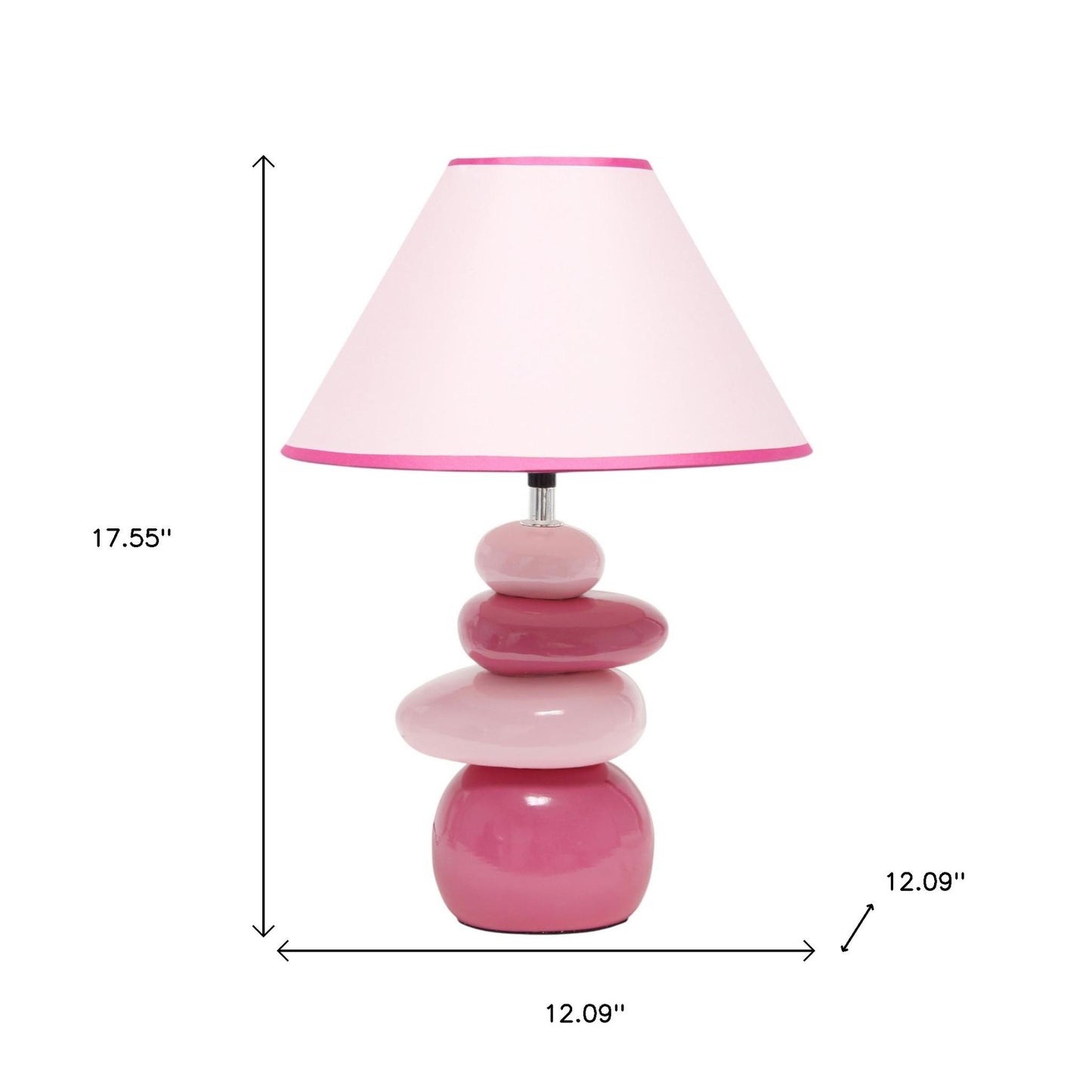 18" Dark Pink And Light Pink Ceramic Novelty Table Lamp LED With Dark Pink And Light Pink Empire Shade