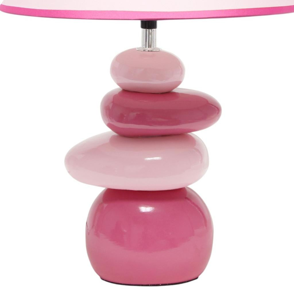18" Dark Pink And Light Pink Ceramic Novelty Table Lamp LED With Dark Pink And Light Pink Empire Shade