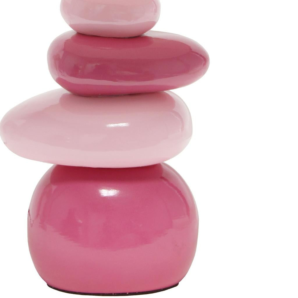 18" Dark Pink And Light Pink Ceramic Novelty Table Lamp LED With Dark Pink And Light Pink Empire Shade