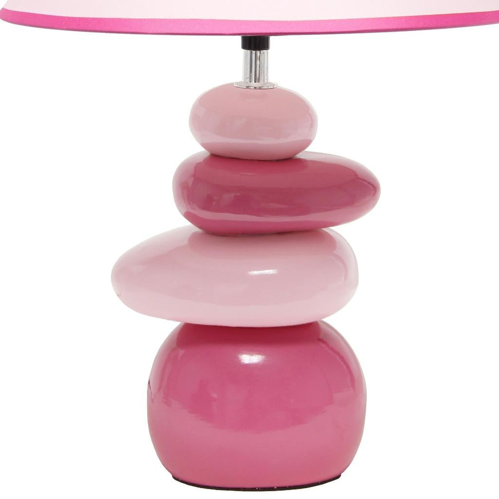 18" Dark Pink And Light Pink Ceramic Novelty Table Lamp LED With Dark Pink And Light Pink Empire Shade