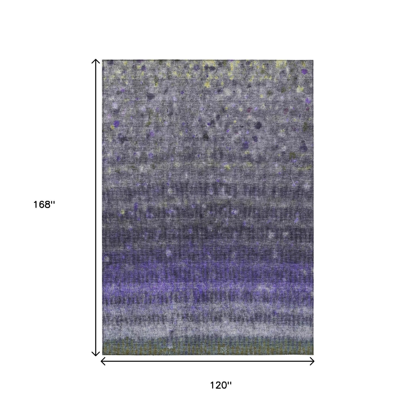 10' X 14' Purple And Gray Striped Washable Indoor Outdoor Area Rug