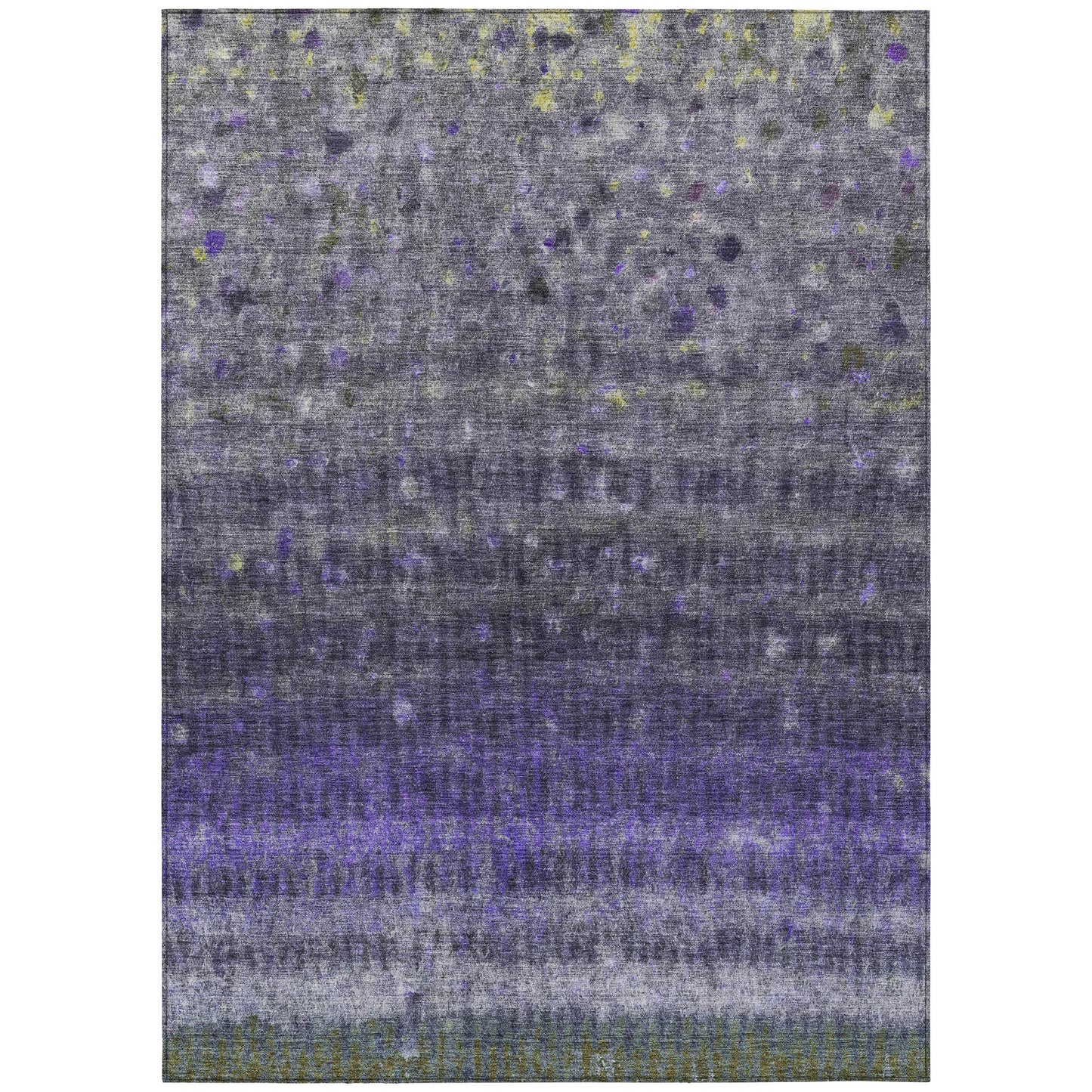 10' X 14' Purple And Gray Striped Washable Indoor Outdoor Area Rug