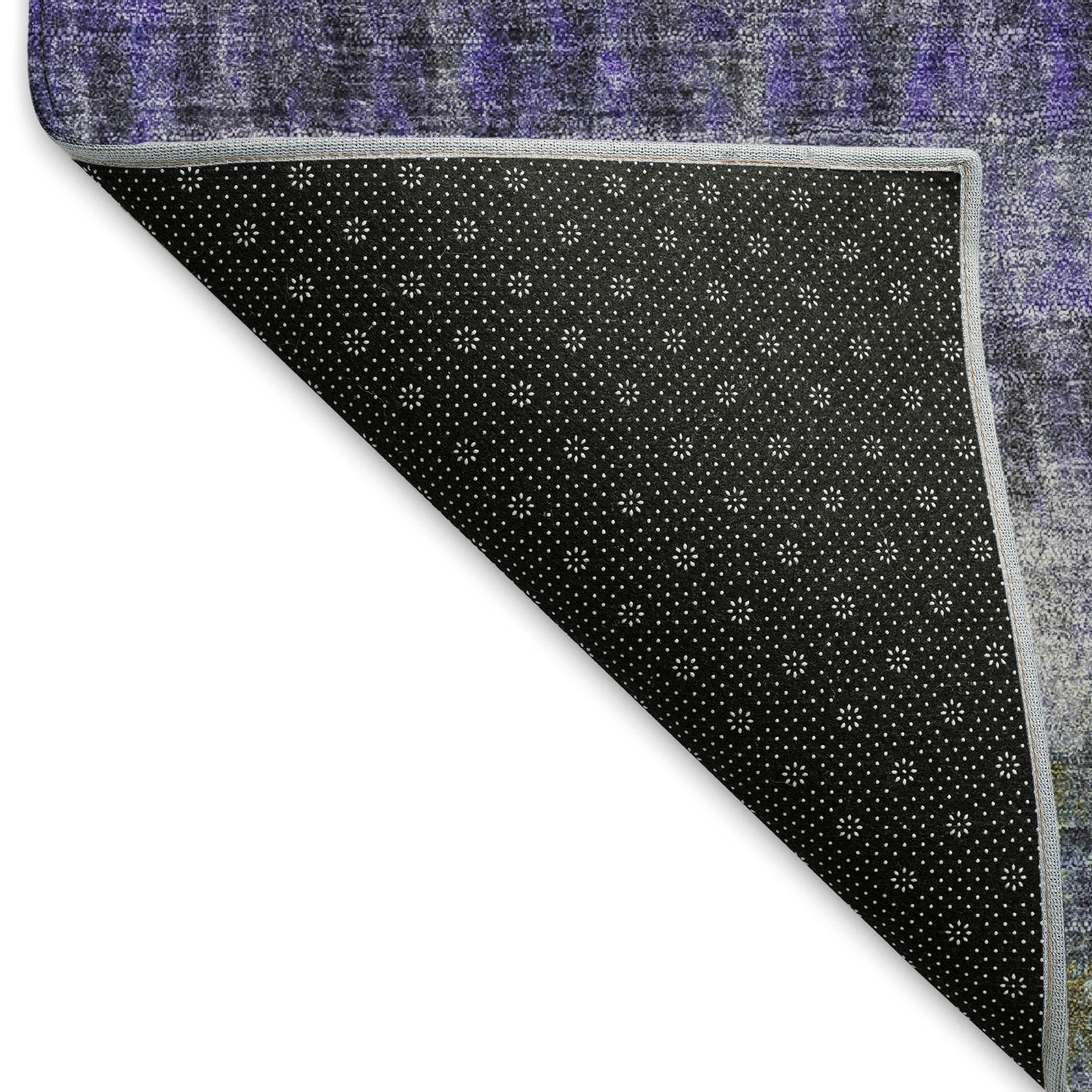 10' X 14' Purple And Gray Striped Washable Indoor Outdoor Area Rug