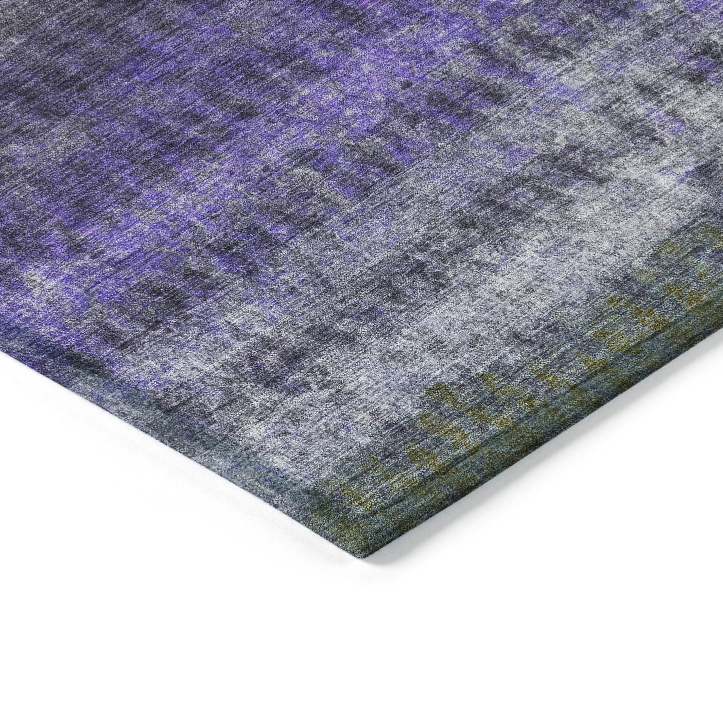 10' X 14' Purple And Gray Striped Washable Indoor Outdoor Area Rug