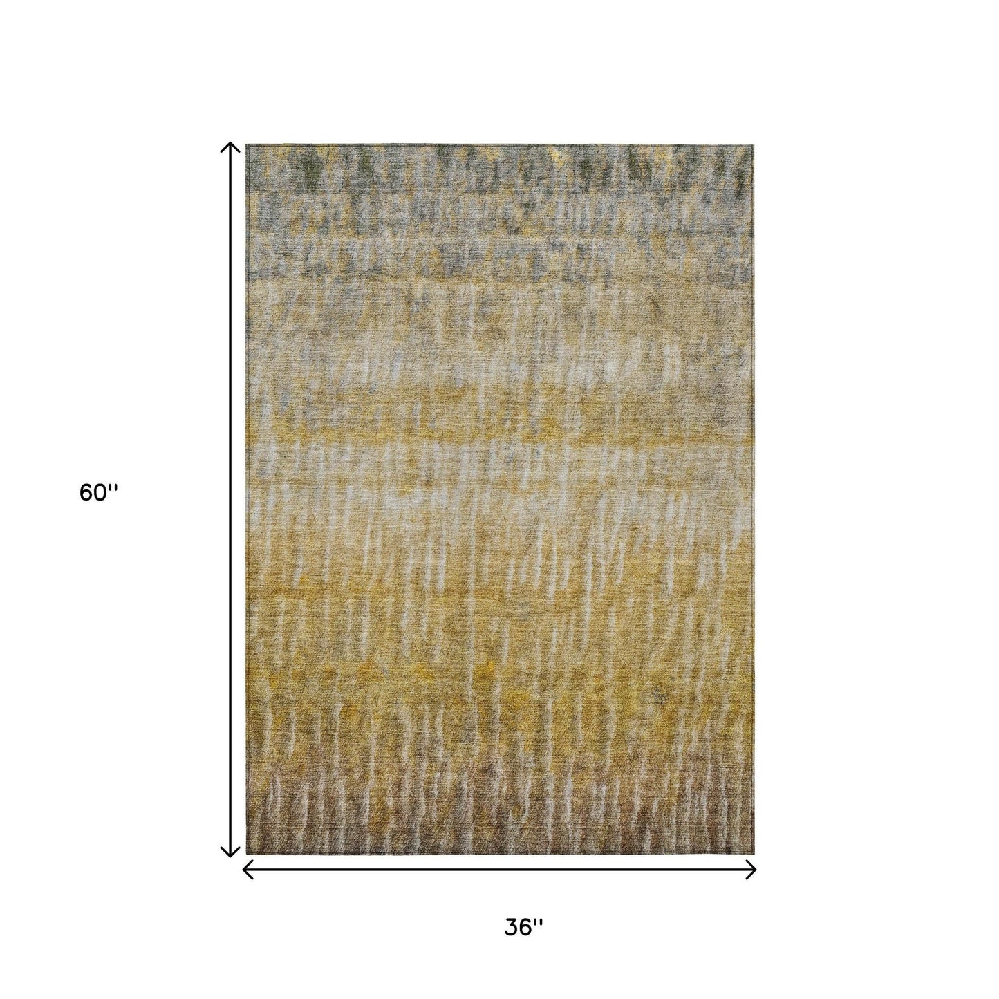 3' X 5' Gold Beige And Gray Abstract Washable Indoor Outdoor Area Rug