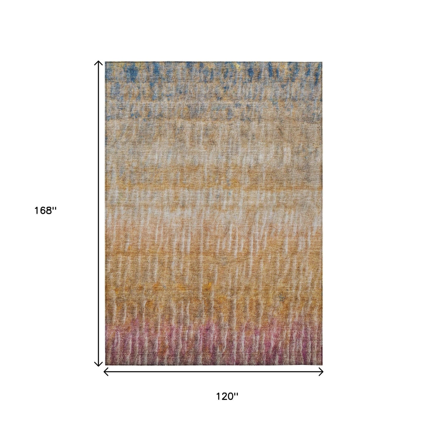 10' X 14' Orange Blue And Beige Abstract Washable Indoor Outdoor Area Rug