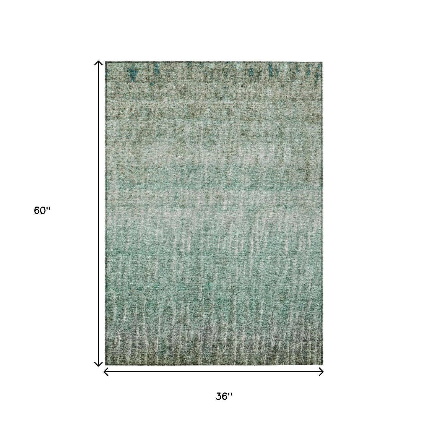 3' X 5' Teal Blue And Beige Abstract Washable Indoor Outdoor Area Rug