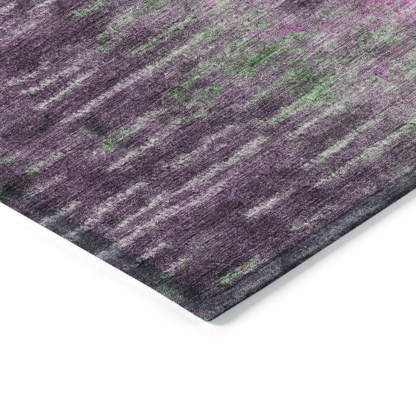 3' X 5' Eggplant Green And Blue Abstract Washable Indoor Outdoor Area Rug