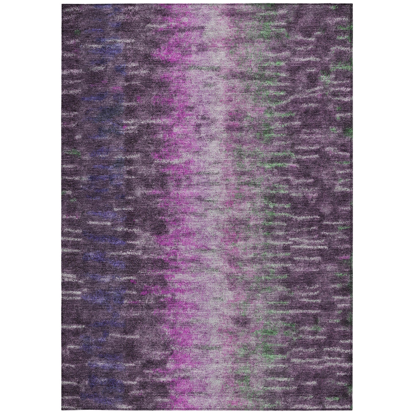 9' X 12' Eggplant Green And Blue Abstract Washable Indoor Outdoor Area Rug