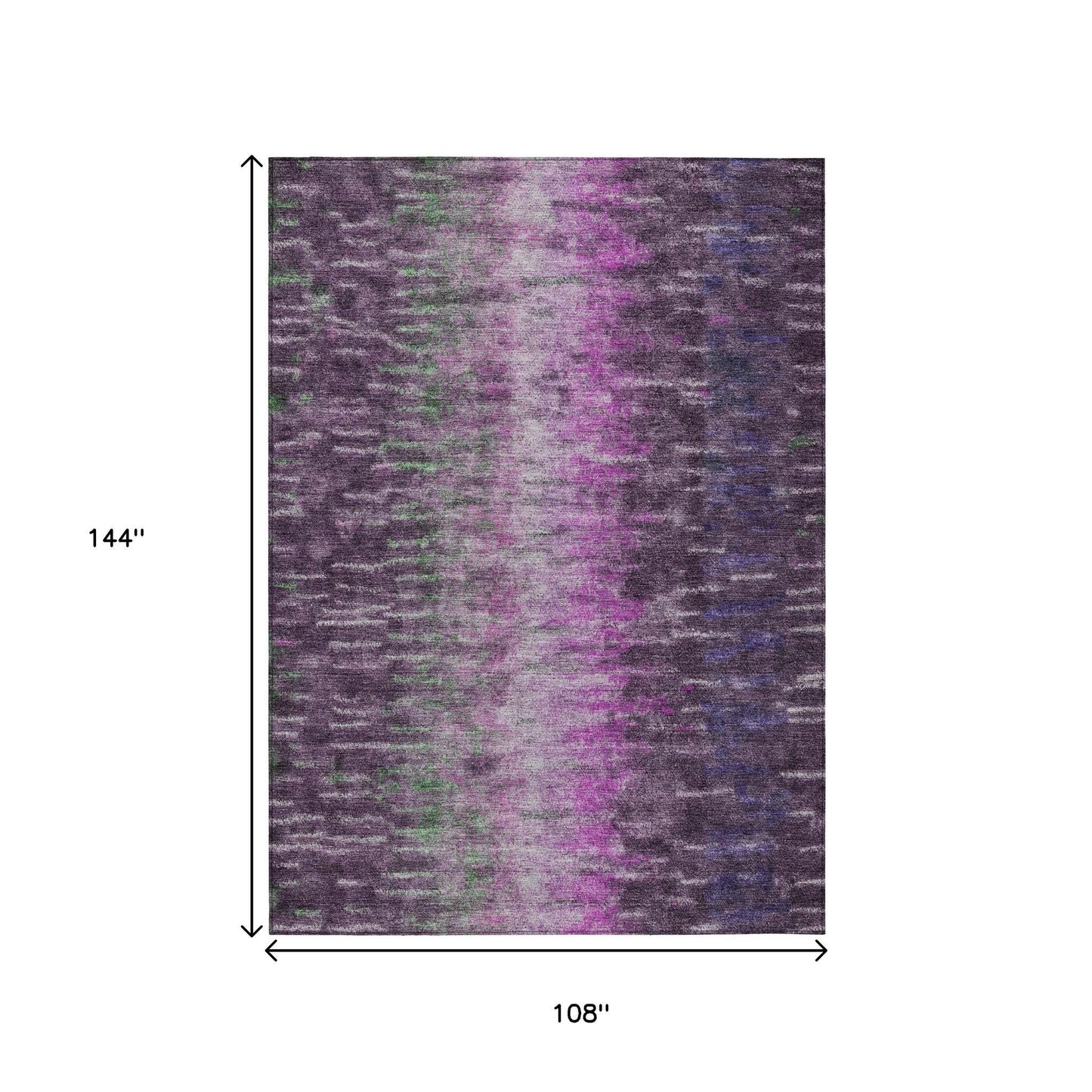 9' X 12' Eggplant Green And Blue Abstract Washable Indoor Outdoor Area Rug