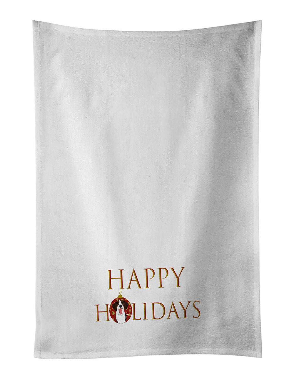 Beagle Tricolor Red Ticked #3 Happy Holidays Kitchen Towel Set of 2