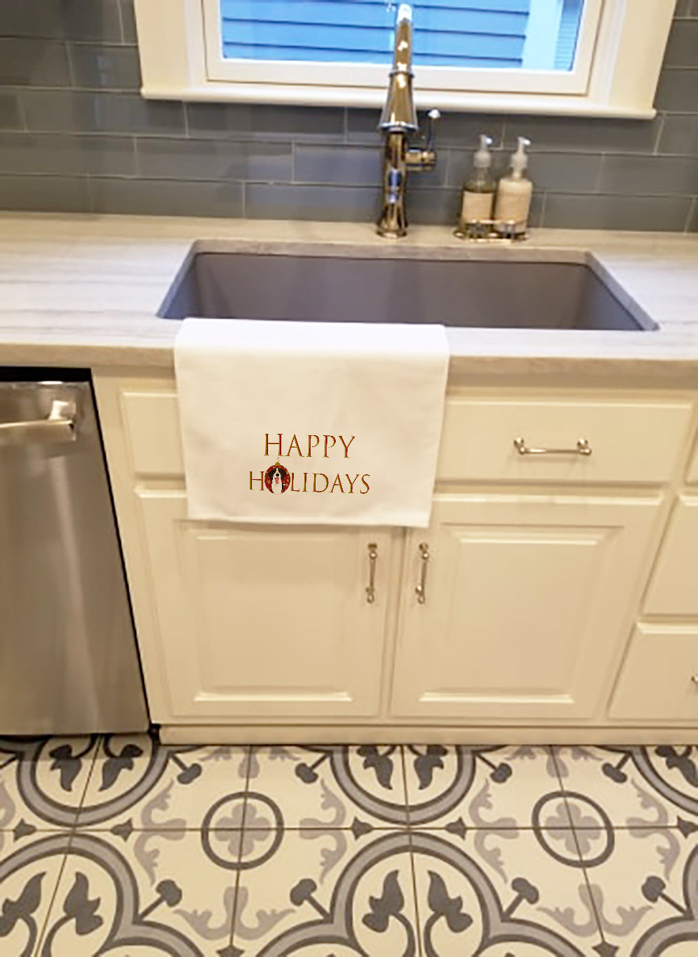 Beagle Tricolor Red Ticked #3 Happy Holidays Kitchen Towel Set of 2
