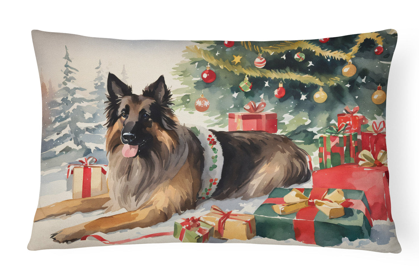 Belgian Tervuren Cozy Christmas Throw Pillow