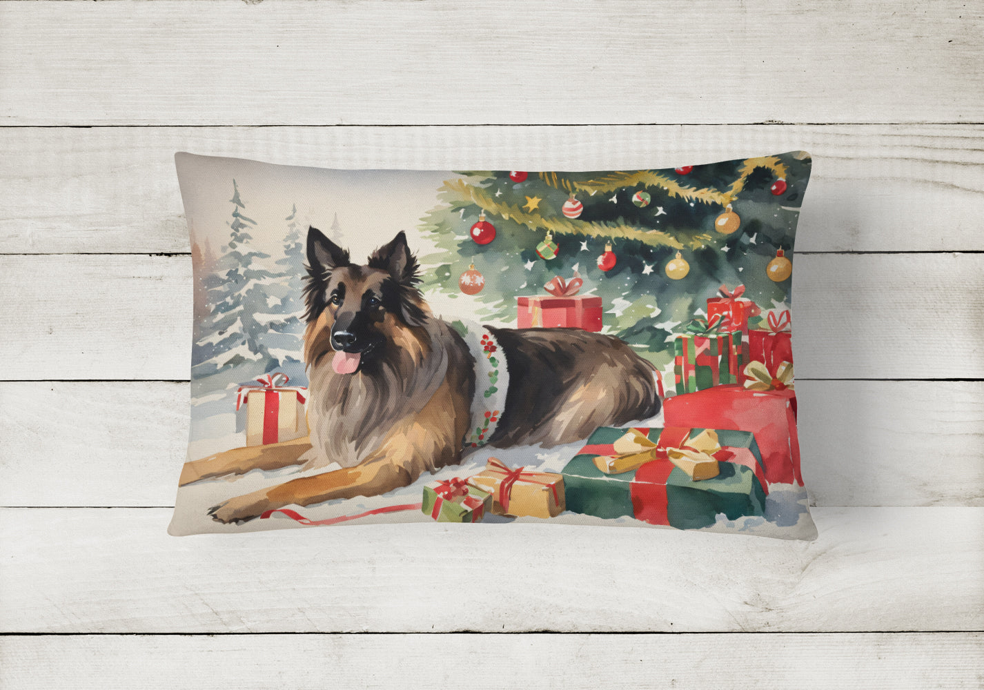 Belgian Tervuren Cozy Christmas Throw Pillow