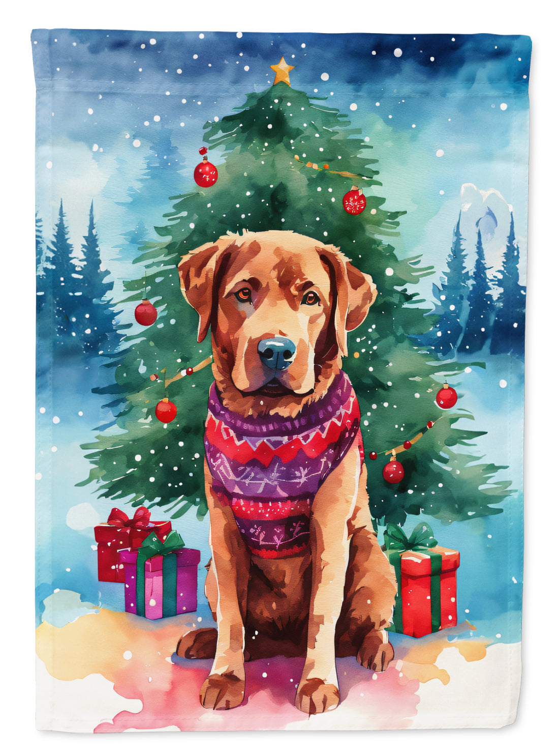 Chesapeake Bay Retriever Christmas House Flag