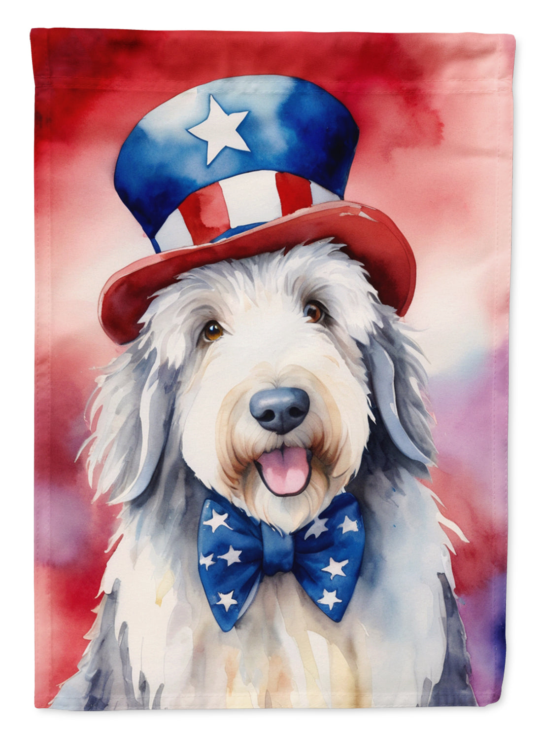 Old English Sheepdog Patriotic American Garden Flag