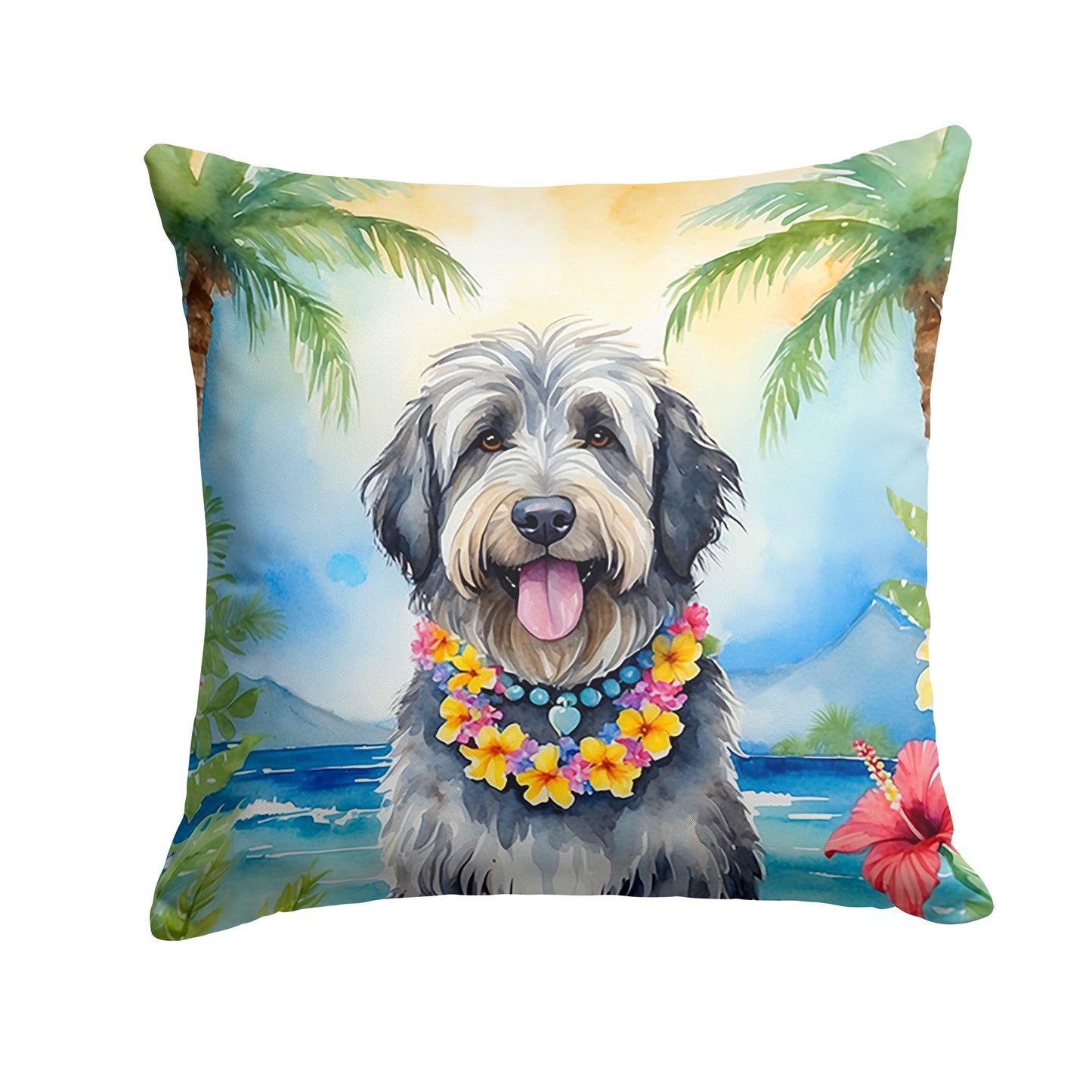 Bergamasco Sheepdog Luau Throw Pillow