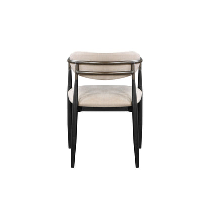 Set of 2 Beige and Black Armchair with Open Back