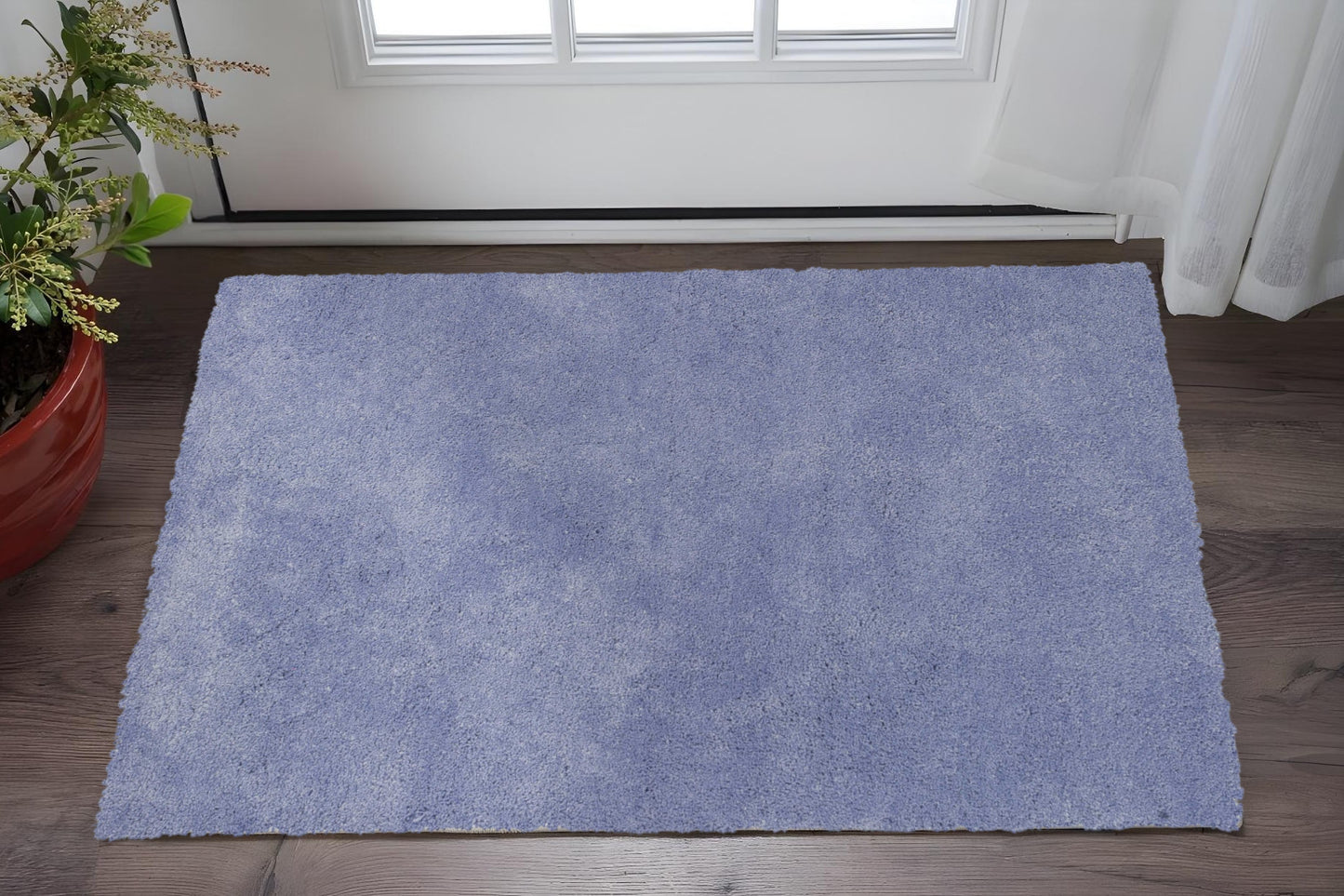 2' X 4' Purple Shag Hand Woven Area Rug