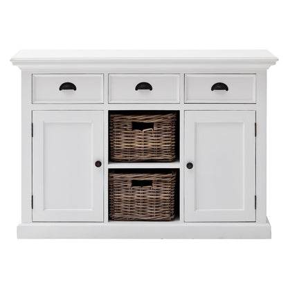 49" White Wood Three Drawer Sideboard with Two Doors