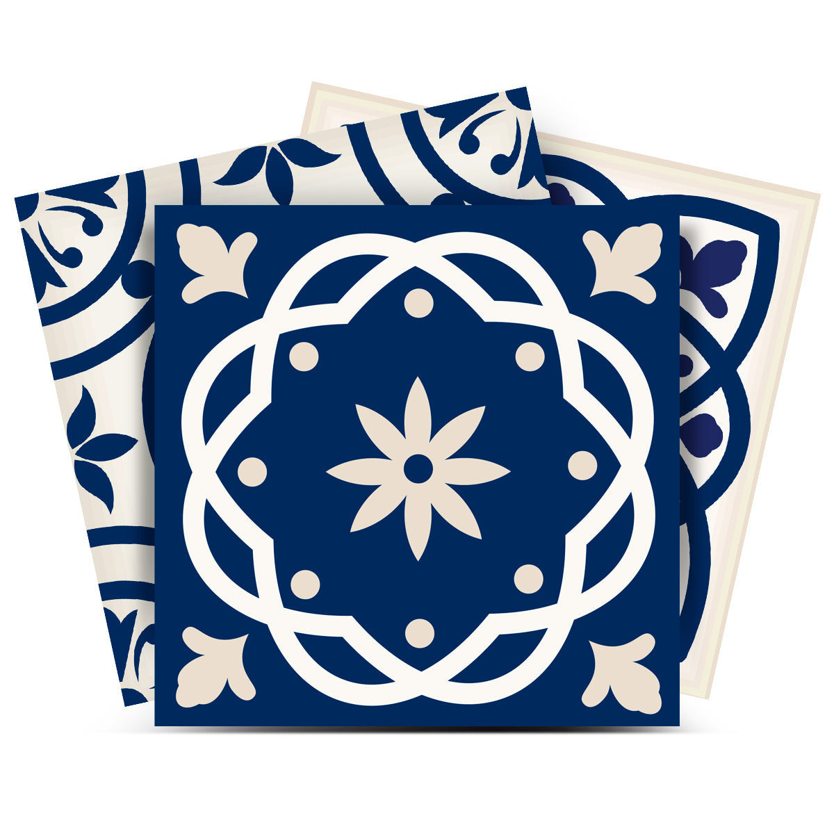 7" X 7" Midnight Blue And White Peel And Stick Removable Tiles-0