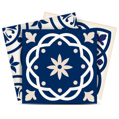 7" X 7" Midnight Blue And White Peel And Stick Removable Tiles-0