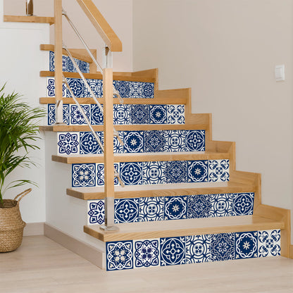 7" X 7" Midnight Blue And White Peel And Stick Removable Tiles-4