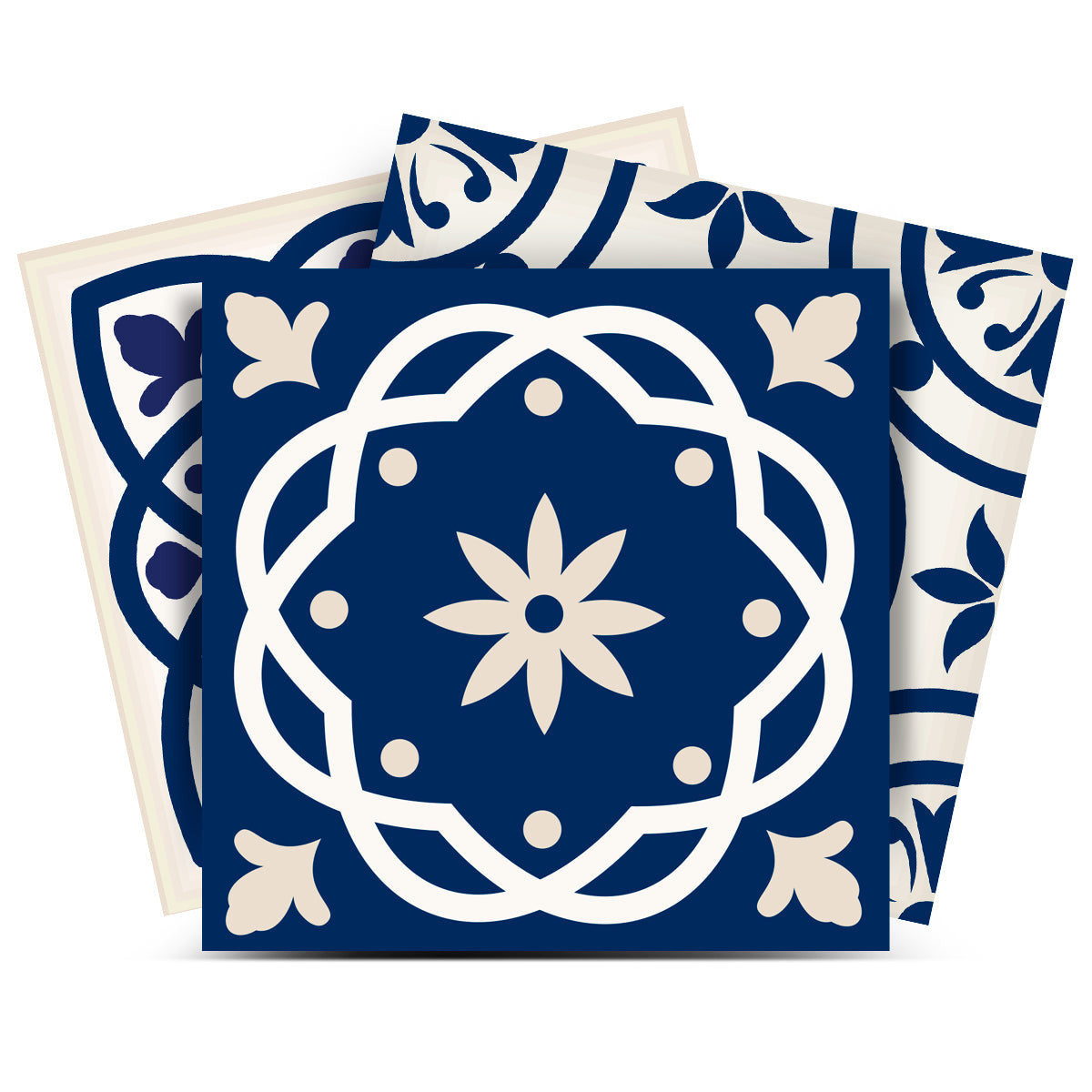 7" X 7" Midnight Blue And White Peel And Stick Removable Tiles-2