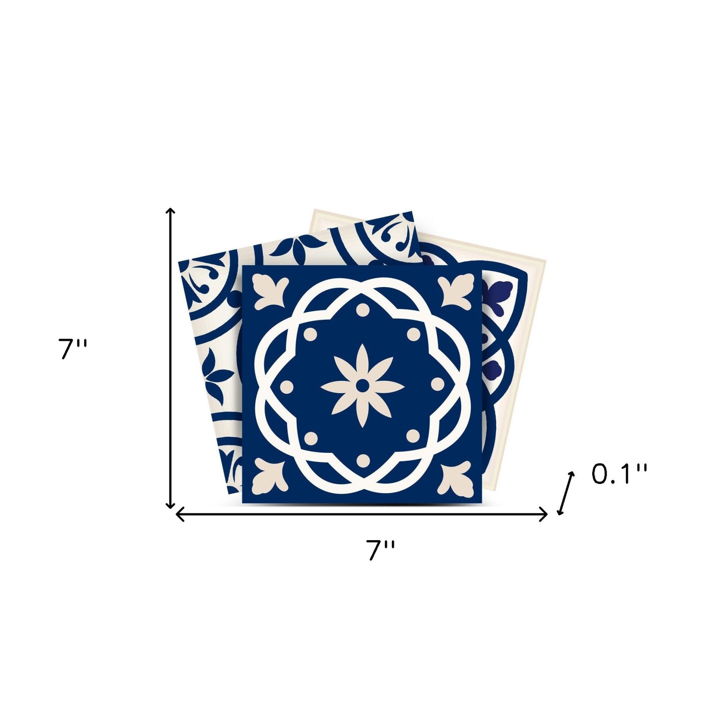7" X 7" Midnight Blue And White Peel And Stick Removable Tiles-8