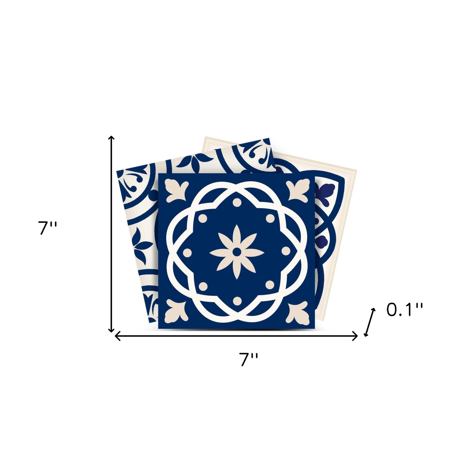 7" X 7" Midnight Blue And White Peel And Stick Removable Tiles-8