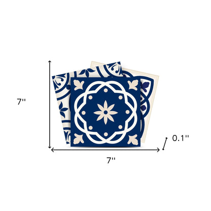 7" X 7" Midnight Blue And White Peel And Stick Removable Tiles-8