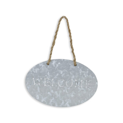 5" X 8" Gray Handcrafted Welcome Galvanized Metal Wall Decor-3