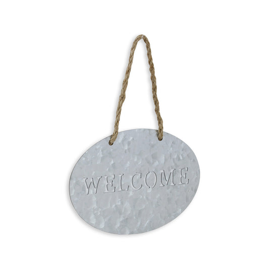 5" X 8" Gray Handcrafted Welcome Galvanized Metal Wall Decor-0