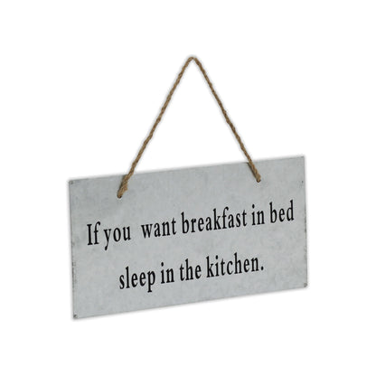 6" X 12" Gray Handcrafted Breakfast In Bed Galvanized Metal Wall Decor-2