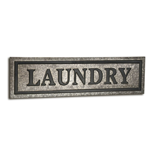10" X 36" Gray Laundry Galvanized Metal Wall Decor