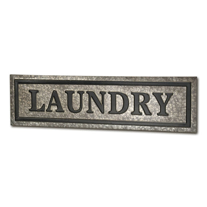 10" X 36" Gray Laundry Galvanized Metal Wall Decor