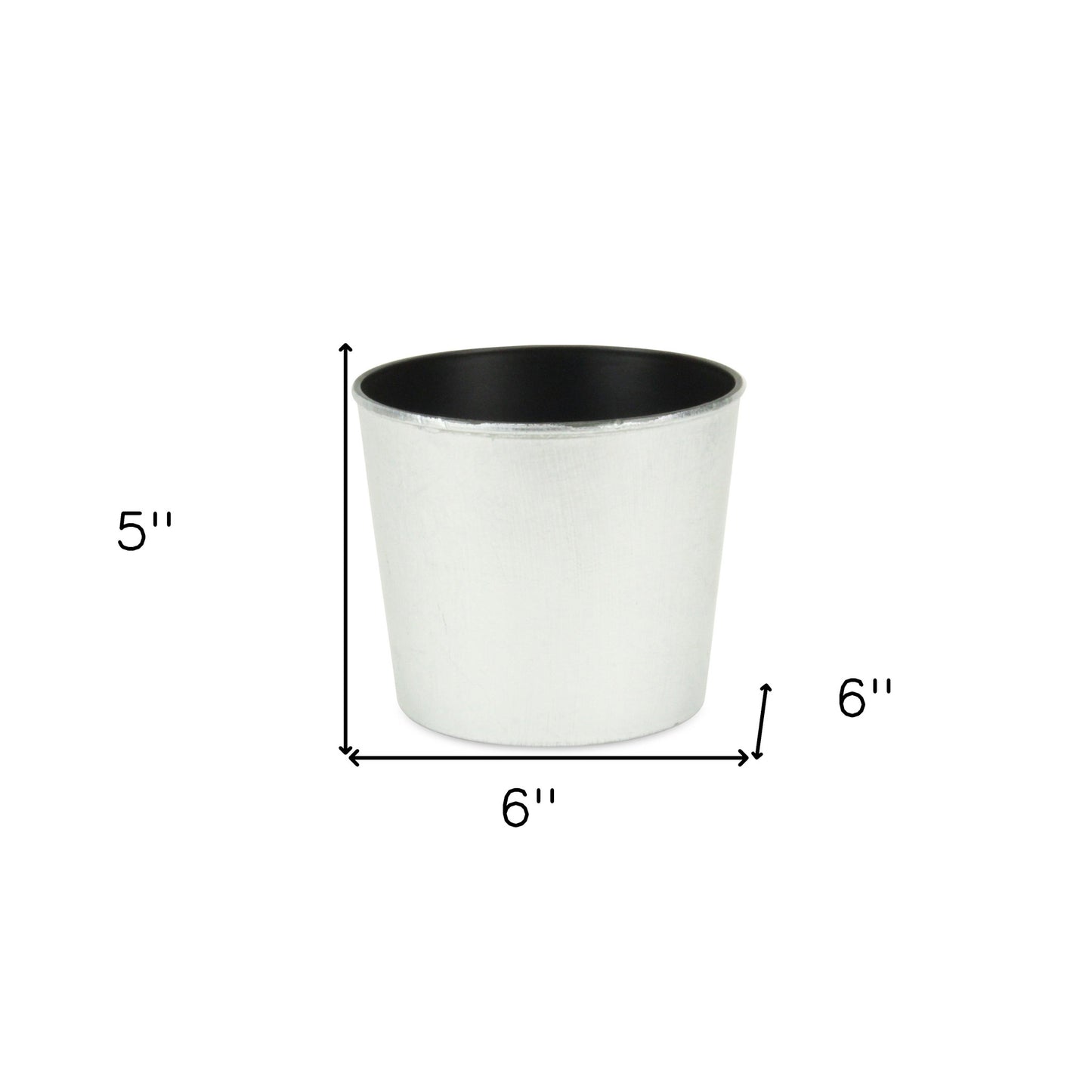 6" Silver Recycled Plastic Indoor Outdoor Round Pot Planter