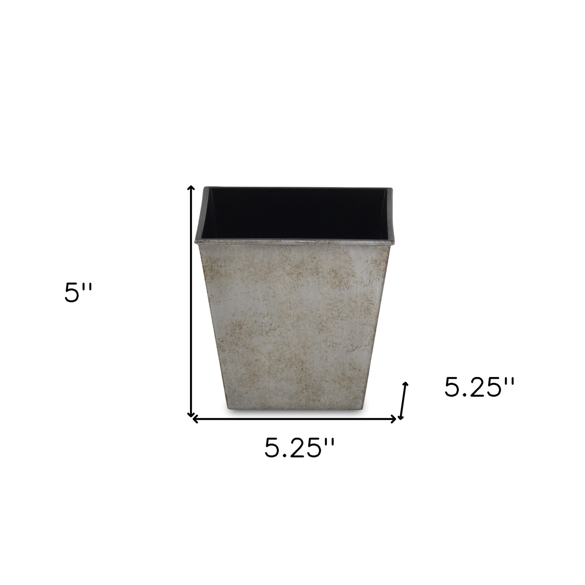 5" Gray Recycled Plastic Indoor Outdoor Square Pot Planter-4
