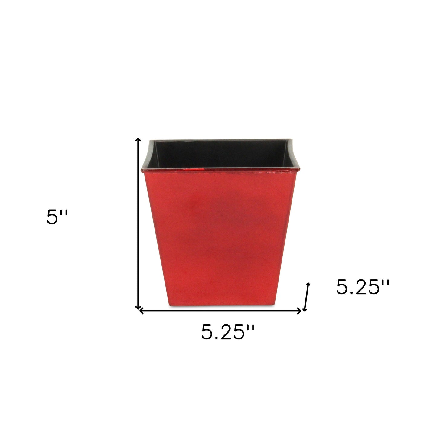 5" Red Recycled Plastic Indoor Outdoor Square Pot Planter-4
