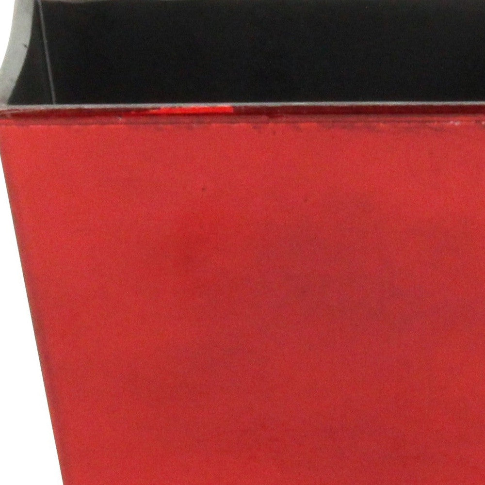 5" Red Recycled Plastic Indoor Outdoor Square Pot Planter-2