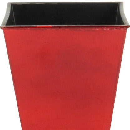 5" Red Recycled Plastic Indoor Outdoor Square Pot Planter-3