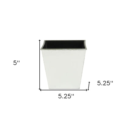 5" Silver Recycled Plastic Indoor Outdoor Square Pot Planter-4