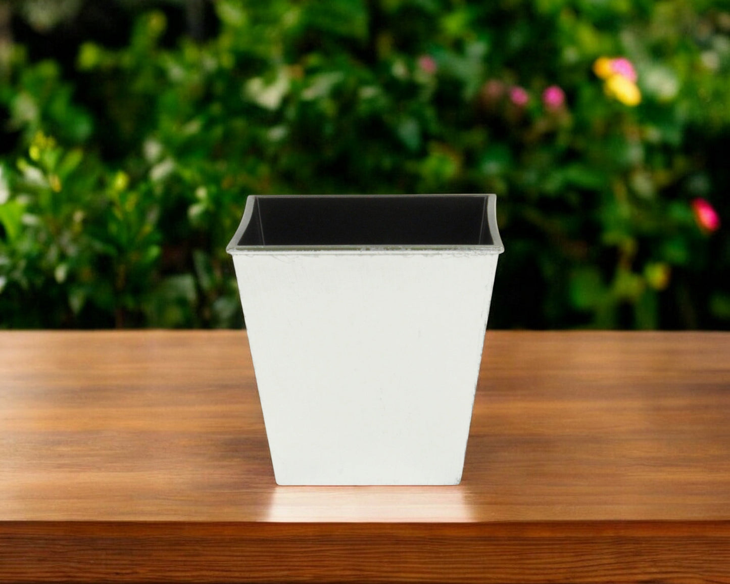 5" Silver Recycled Plastic Indoor Outdoor Square Pot Planter-0