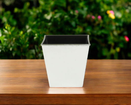 5" Silver Recycled Plastic Indoor Outdoor Square Pot Planter-0