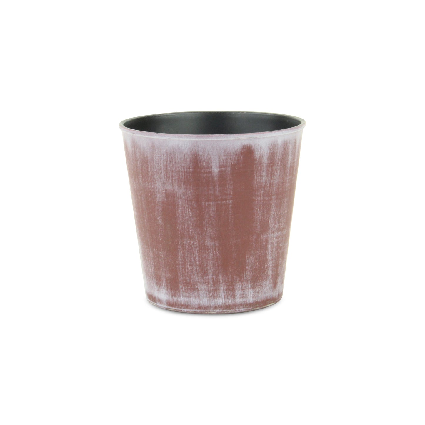 5" Brown and Off White Textural Tone On Tone Recycled Plastic Indoor Outdoor Round Pot Planter-2