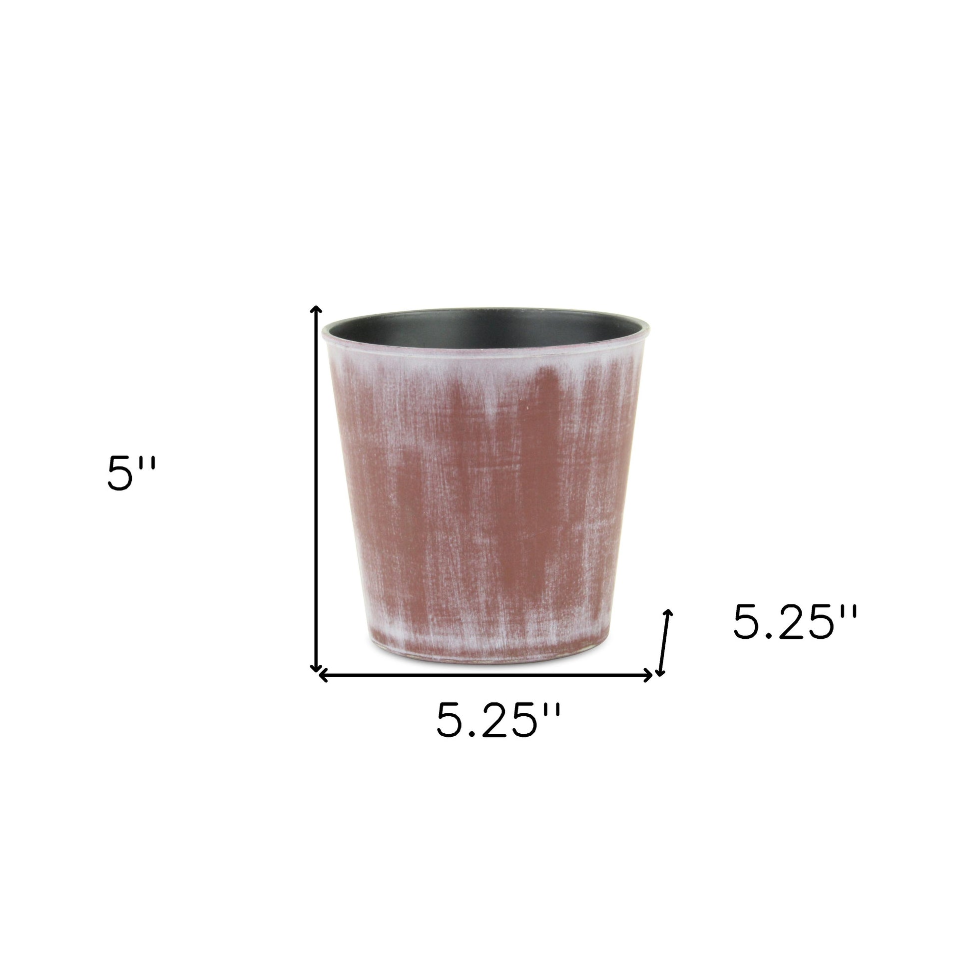 5" Brown and Off White Textural Tone On Tone Recycled Plastic Indoor Outdoor Round Pot Planter-4