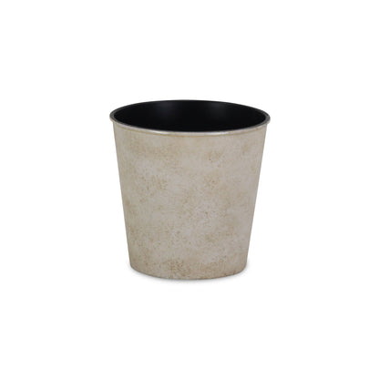 5" Cream Recycled Plastic Indoor Outdoor Round Pot Planter-1