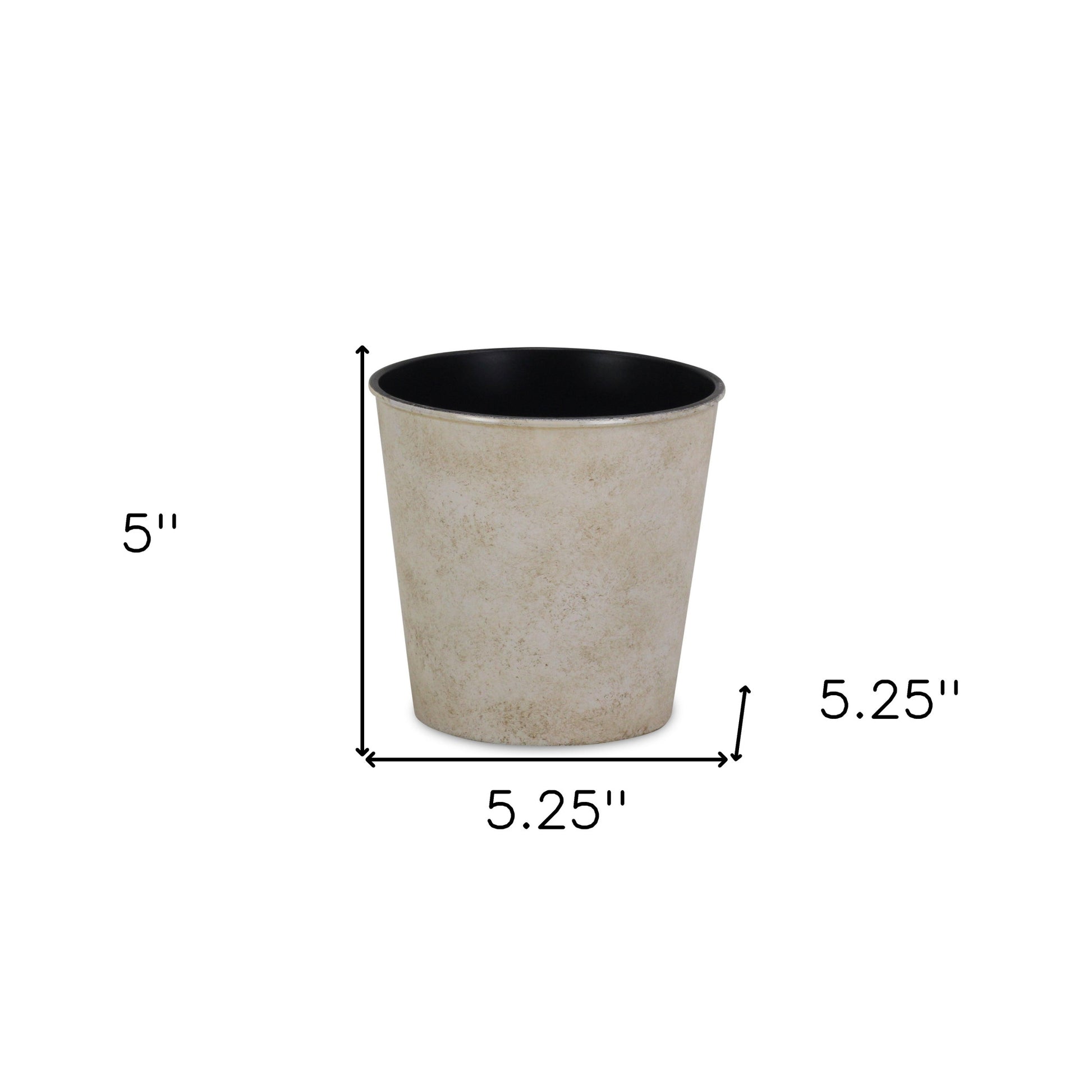 5" Cream Recycled Plastic Indoor Outdoor Round Pot Planter-4